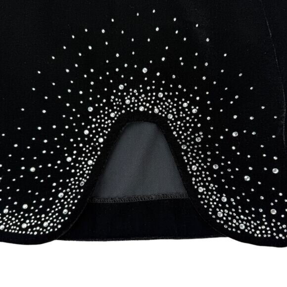 ZARA Velvet Black Jewel Rhinestone Mini Skirt Size XS - Picture 8 of 11